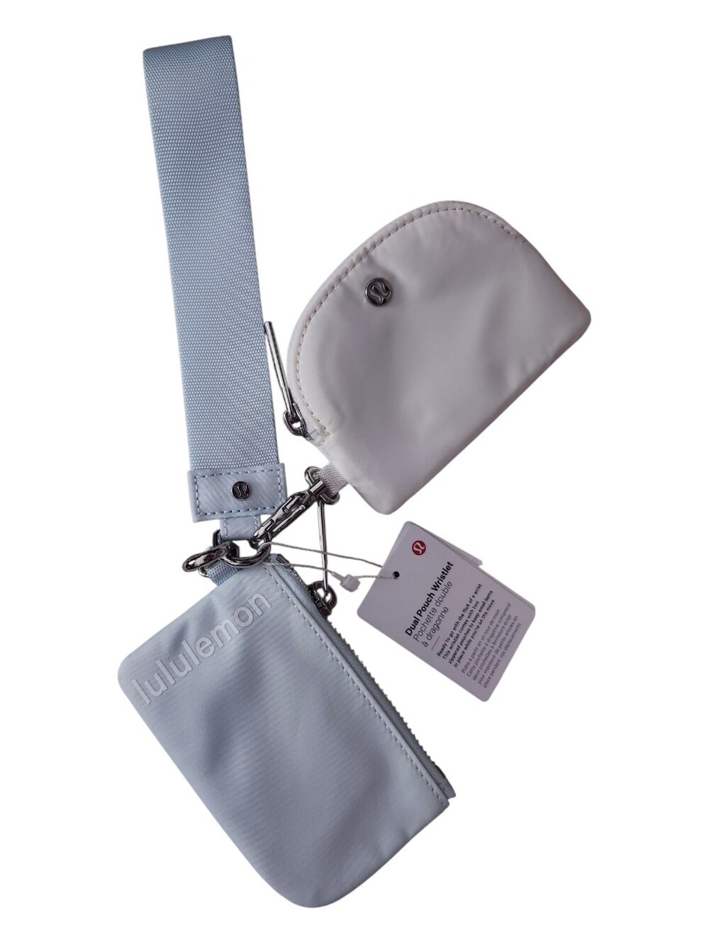 lululemon athletica NWT Light Gray/Blue Wristlet with Detachable Coin Pouch